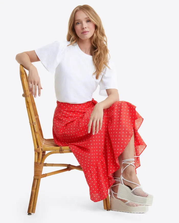 Draper James Short Sleeve Easy Knit Top In White Women Tops