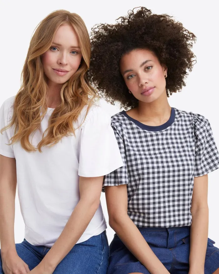 Draper James Short Sleeve Easy Knit Top In White Women Tops