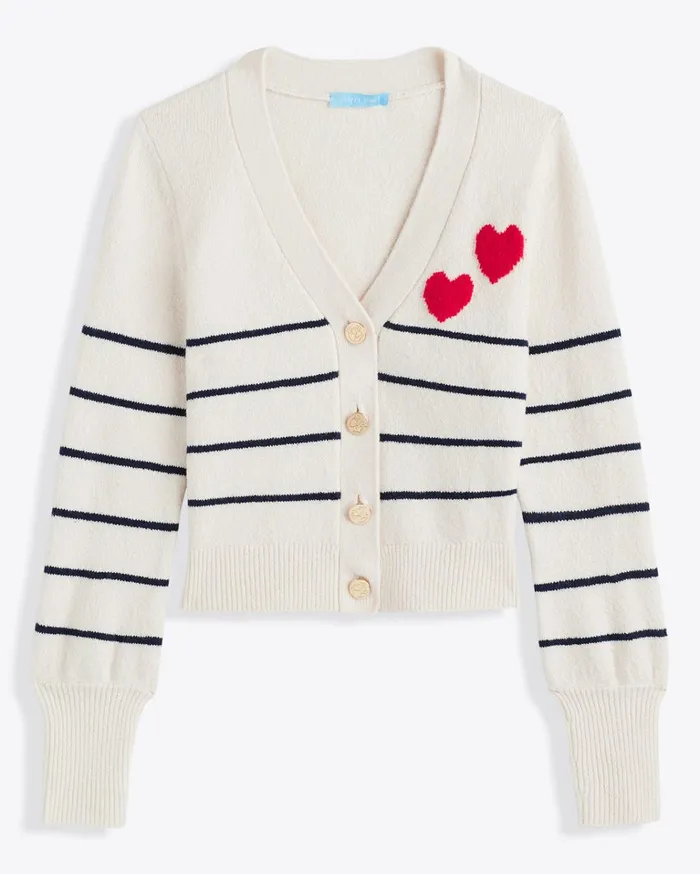 Draper James Stripe Heart Cardigan Women Sweaters