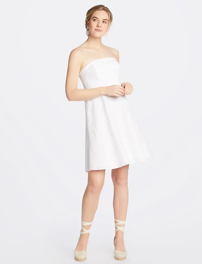 Draper James Striped Eyelet Strapless Dress Women Dresses
