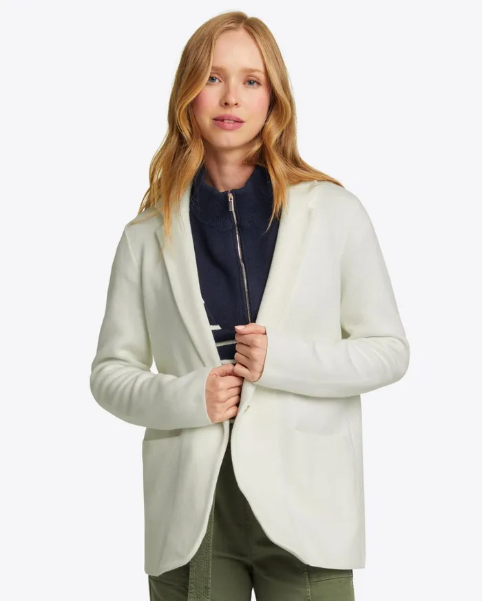 Draper James Sweater Knit Blazer In Magnolia White Women Tops