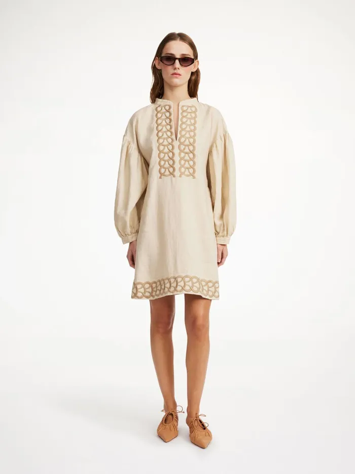 Dresses Women By Malene Birger Limonna Linen Midi Dress Oyster Gray