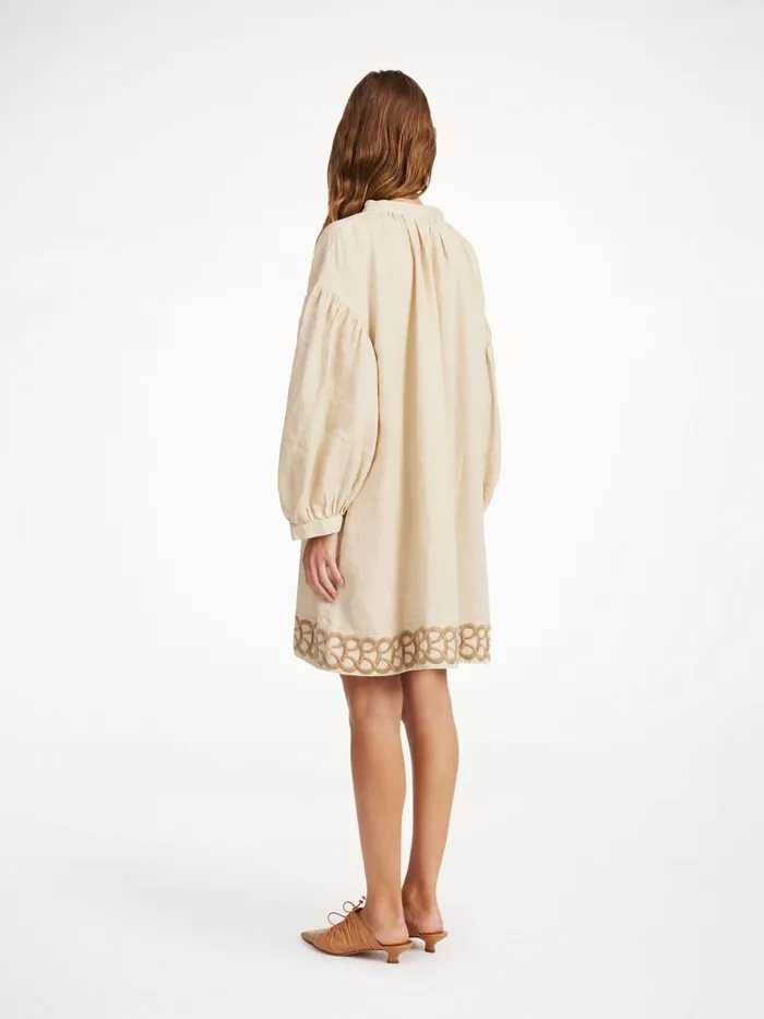 Dresses Women By Malene Birger Limonna Linen Midi Dress Oyster Gray