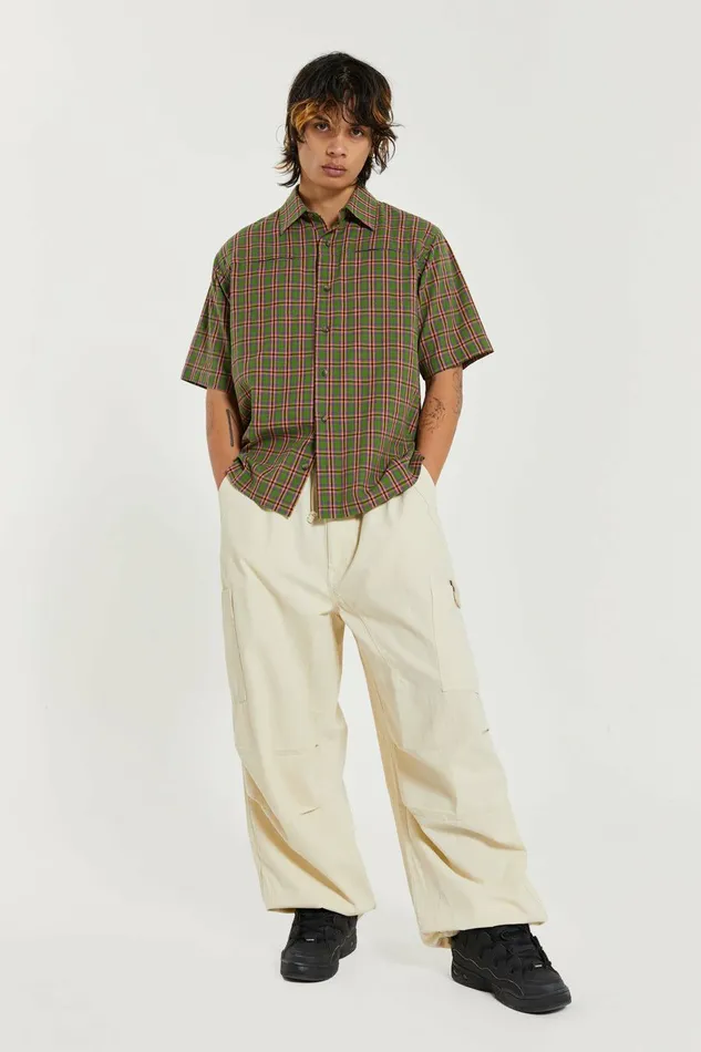 Ecru Parachute Cargo Pants White Men Jaded London Parachute Pants