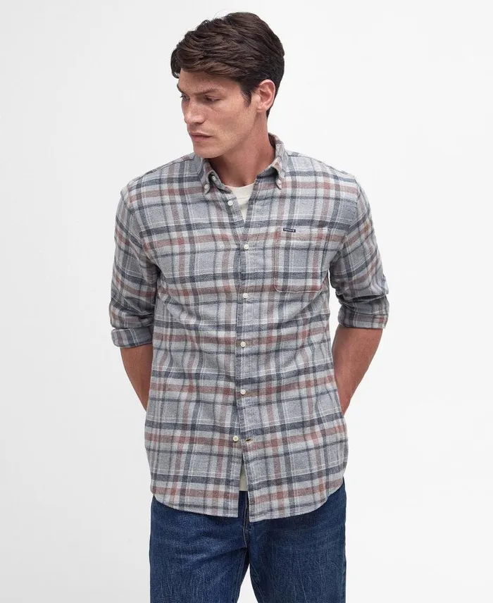Eddleston Tailored Shirt Grey Marl Men Barbour Shirts