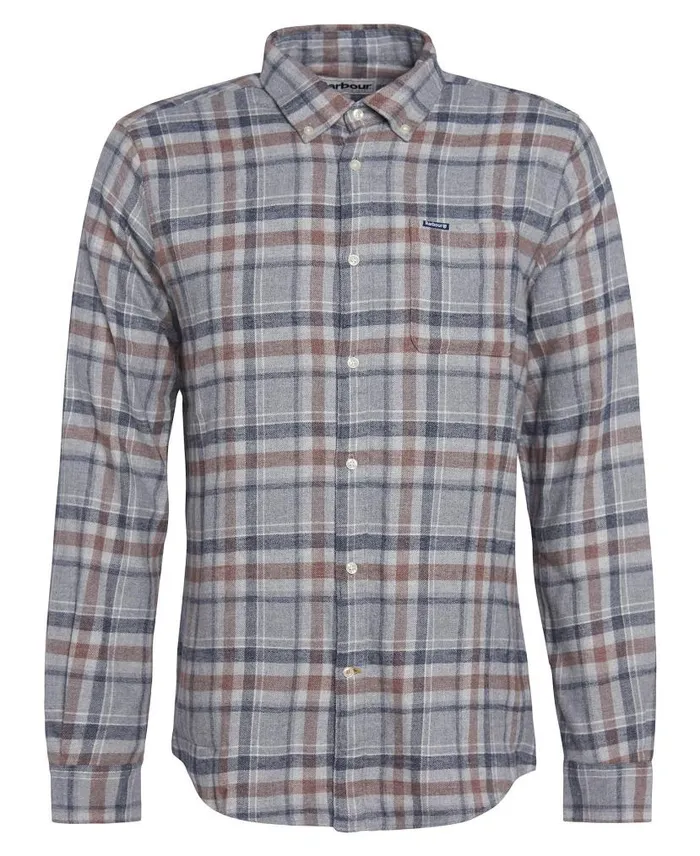 Eddleston Tailored Shirt Grey Marl Men Barbour Shirts