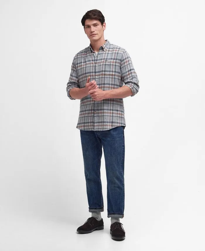 Eddleston Tailored Shirt Grey Marl Men Barbour Shirts