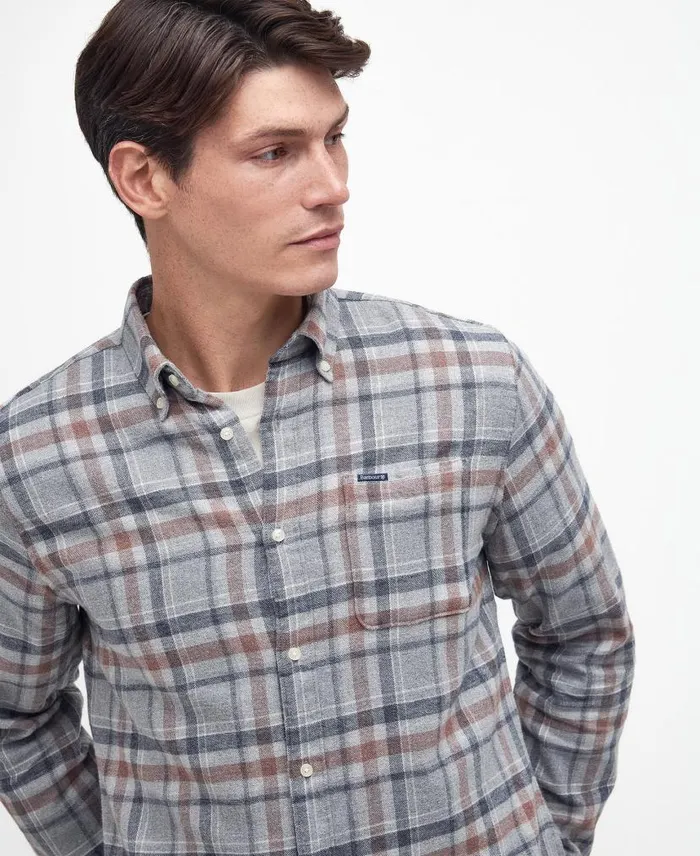 Eddleston Tailored Shirt Grey Marl Men Barbour Shirts
