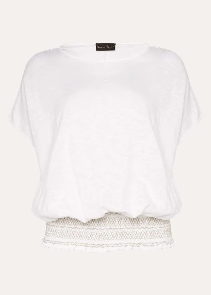Eden Shirred Hem Top White Women Phase Eight Tops and TShirts