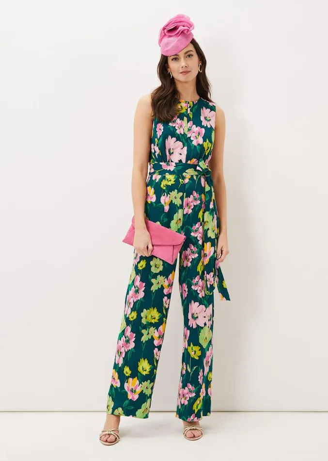 Effie Printed Jumpsuit Tealmulti Women Phase Eight Dresses