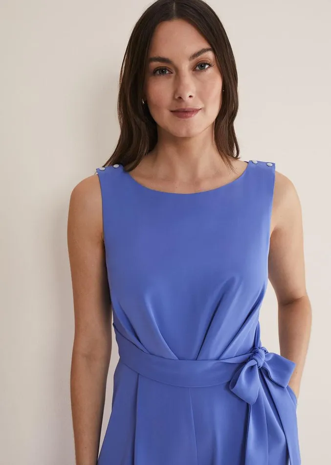 Elaina Blue Wide Leg Jumpsuit Foxglove Blue Women Phase Eight Dresses