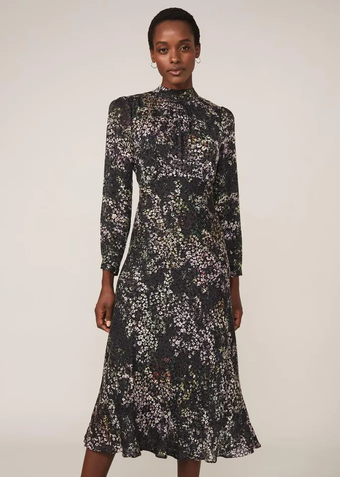 Elinore Printed Burnout Dress Blackmulti Women Phase Eight Dresses