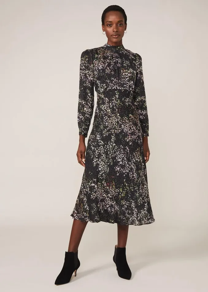 Elinore Printed Burnout Dress Blackmulti Women Phase Eight Dresses