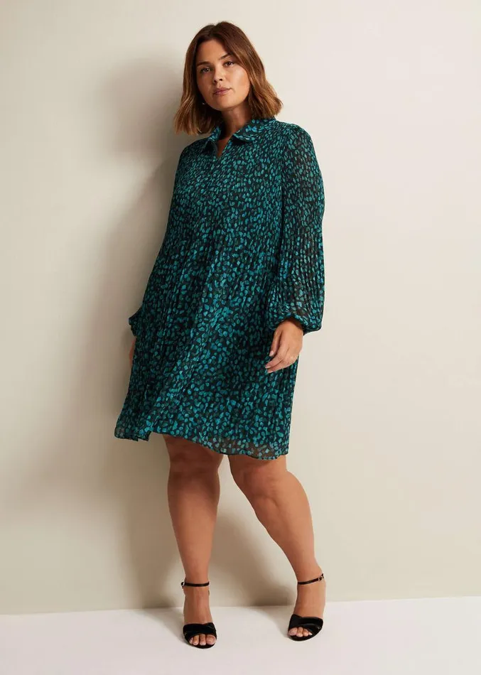 Ella Ditsy Pleated Mini Dress Green Women Phase Eight Dresses