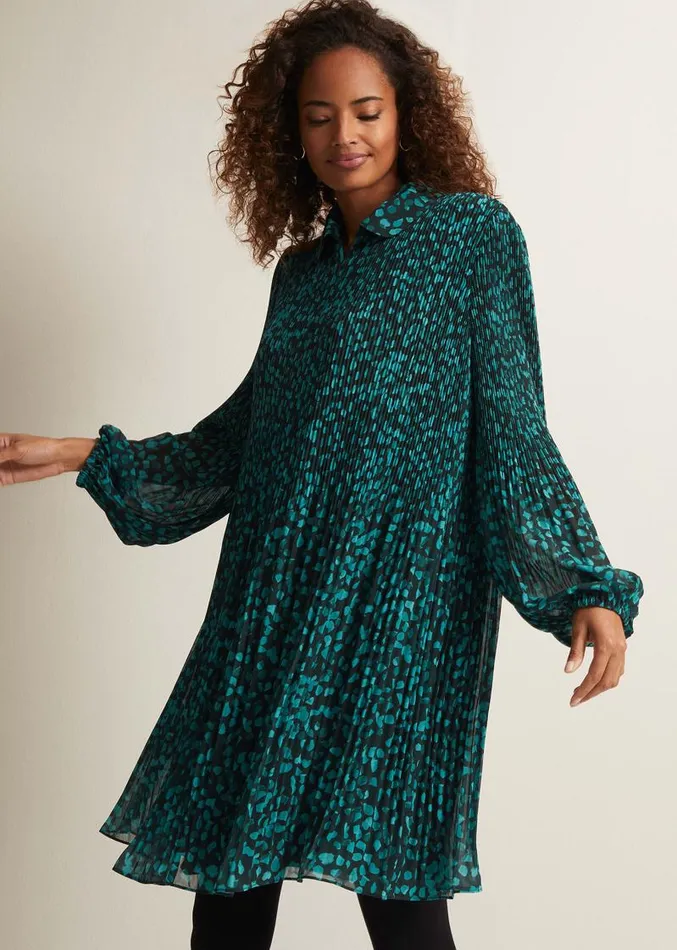 Ella Ditsy Pleated Mini Dress Green Women Phase Eight Dresses