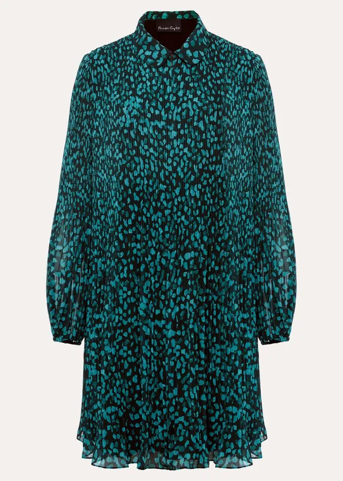 Ella Ditsy Pleated Mini Dress Green Women Phase Eight Dresses