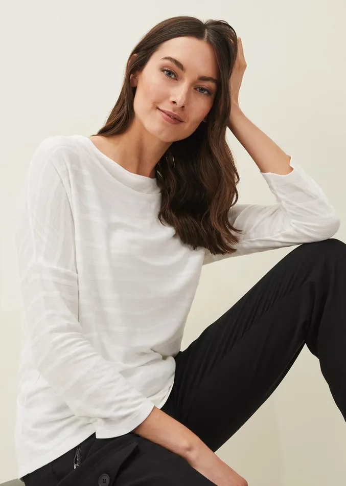Ellise Textured Wrap Top Ivory Women Phase Eight Tops and TShirts