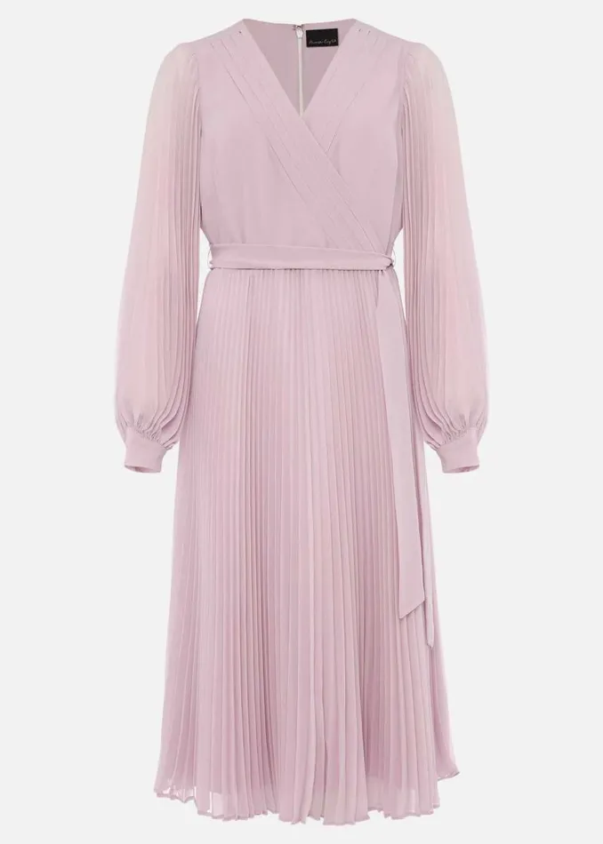 Elsa Pleated Long Sleeved VNeck Midi Dress Frosted Heather Women Phase Eight Dresses Elsa Pleated Long Sleeved VNeck Midi Dress Frosted Heather Women Phase Eight Dresses