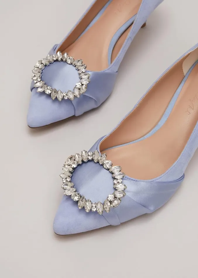Embellished Kitten Heel Shoes Pale Blue Women Phase Eight Occasion Shoes
