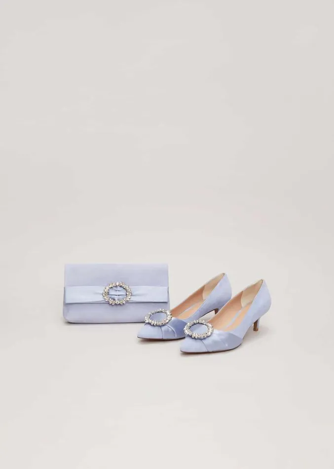 Embellished Kitten Heel Shoes Pale Blue Women Phase Eight Occasion Shoes