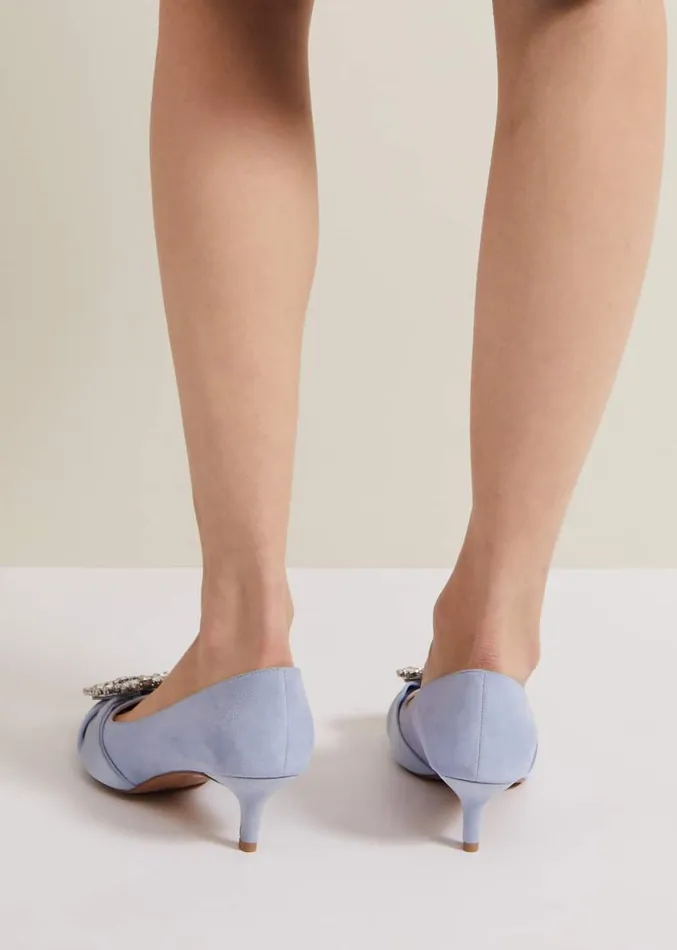 Embellished Kitten Heel Shoes Pale Blue Women Phase Eight Occasion Shoes
