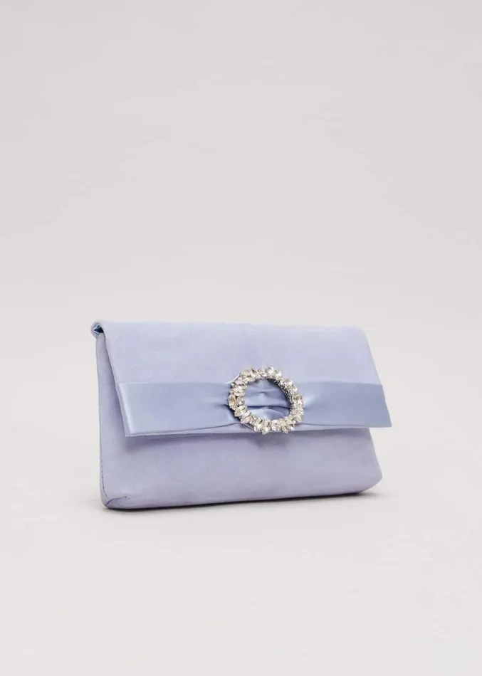 Embellished Slim Clutch Bag Pale Blue Women Phase Eight Bags and Clutches