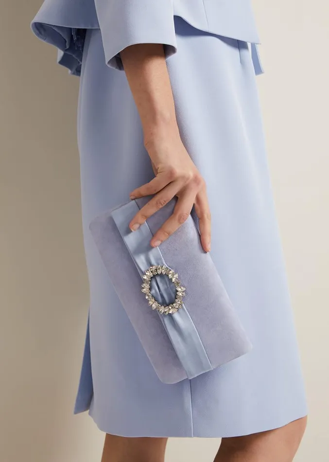 Embellished Slim Clutch Bag Pale Blue Women Phase Eight Bags and Clutches