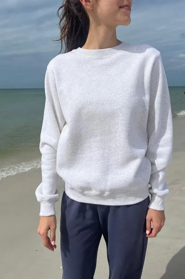 Erica Basic Crewneck Heather White Women Brandy Melville Sweatpants and Sweatshirts