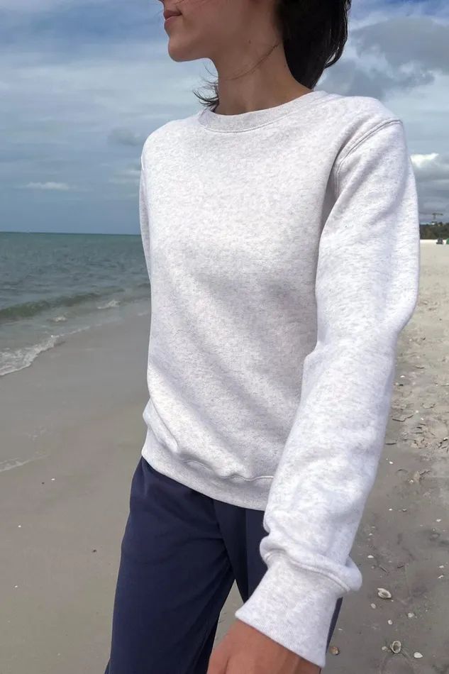 Erica Basic Crewneck Heather White Women Brandy Melville Sweatpants and Sweatshirts