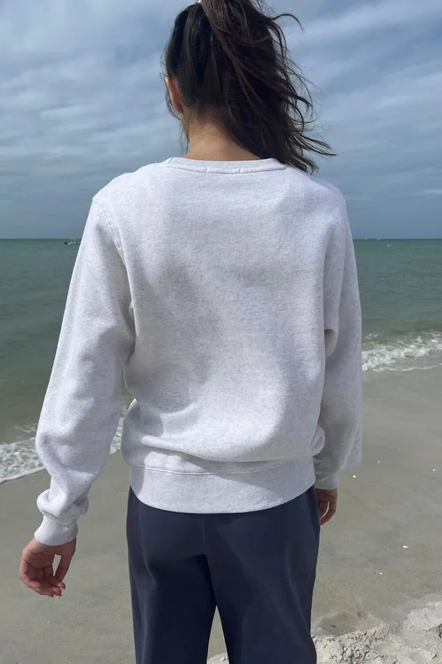Erica Basic Crewneck Heather White Women Brandy Melville Sweatpants and Sweatshirts