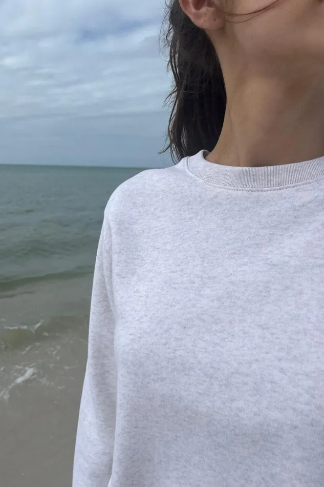 Erica Basic Crewneck Heather White Women Brandy Melville Sweatpants and Sweatshirts