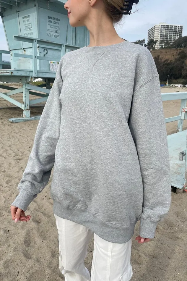 Erica Sweatshirt Heather Grey Women Brandy Melville Sweatpants and Sweatshirts