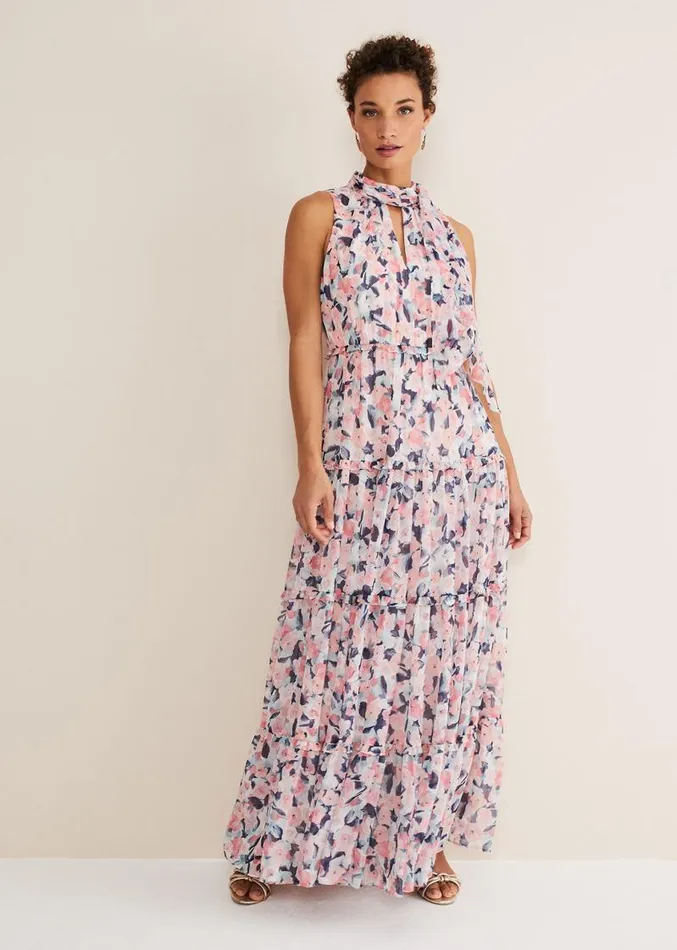 Esme Floral High Neck Maxi Dress Multicoloured Women Phase Eight Dresses