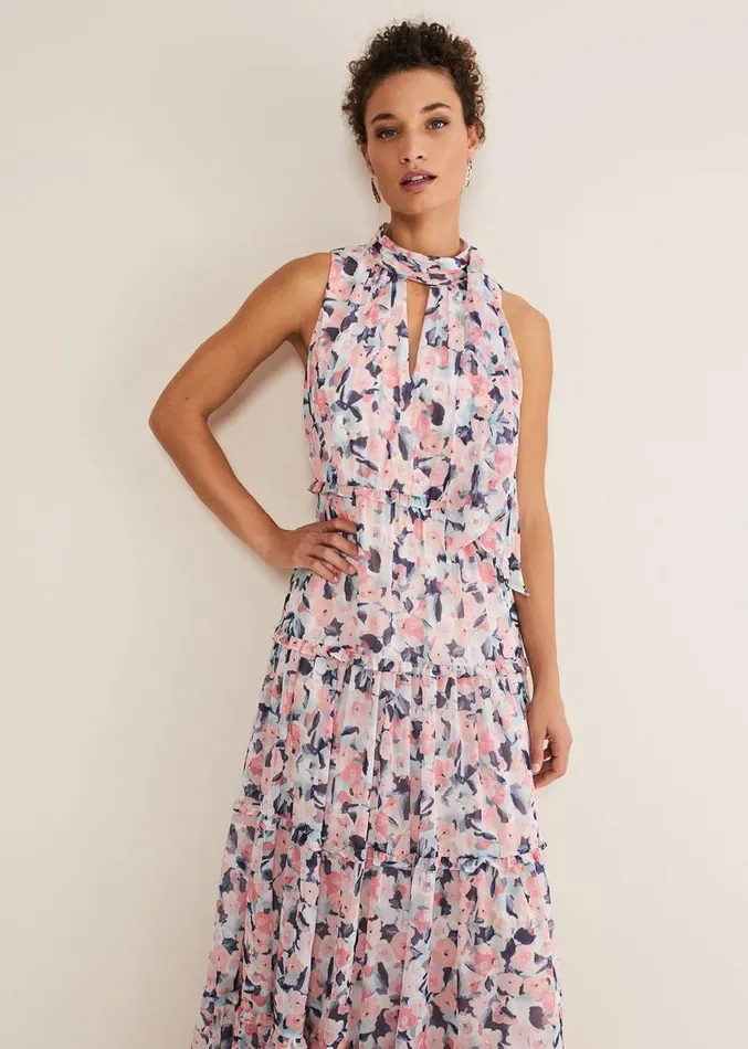 Esme Floral High Neck Maxi Dress Multicoloured Women Phase Eight Dresses