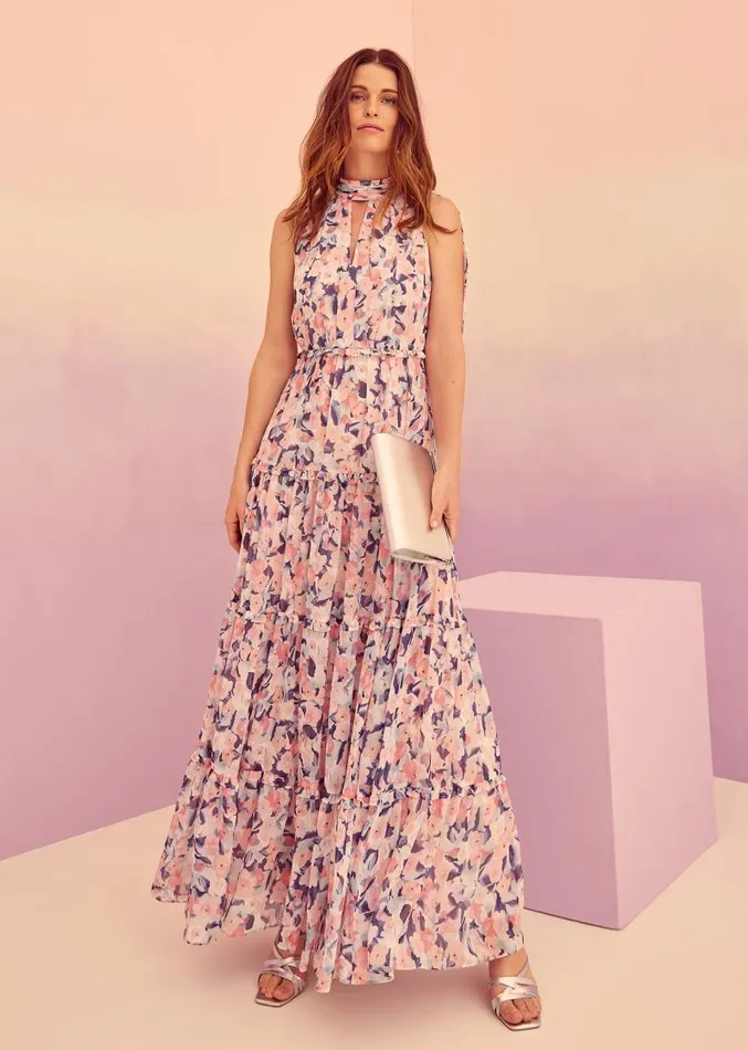 Esme Floral High Neck Maxi Dress Multicoloured Women Phase Eight Dresses