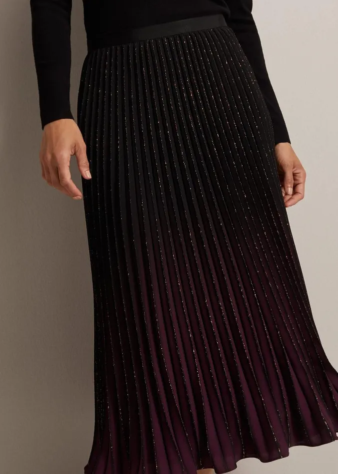 Estella Ombre Pleated Midi Skirt Blackmulti Women Phase Eight Skirts