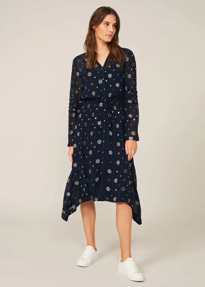 Eve Embroidered Spot Dress Navy Multi Women Phase Eight Dresses