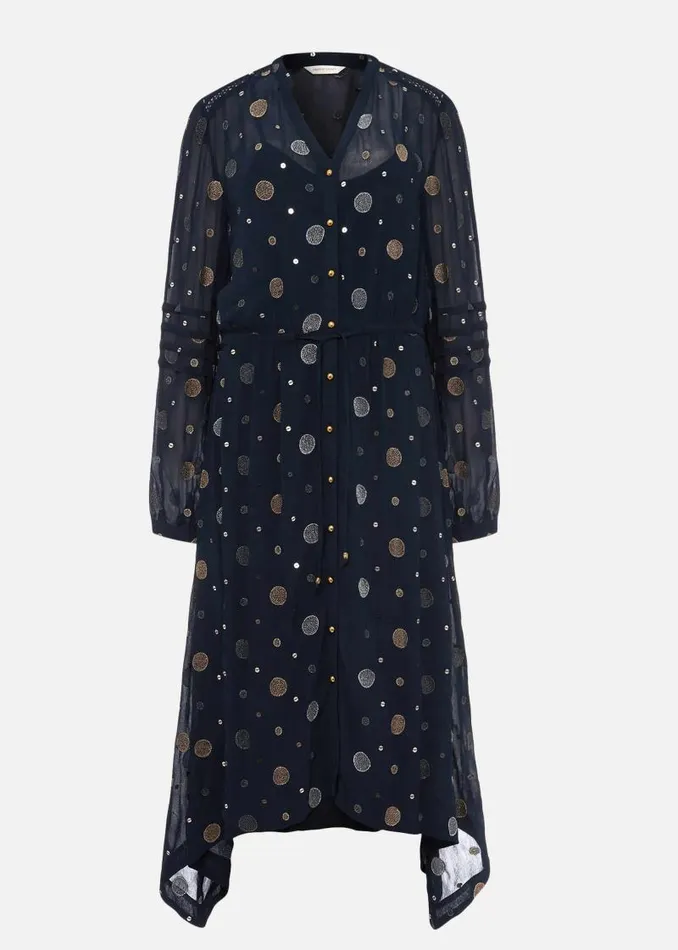 Eve Embroidered Spot Dress Navy Multi Women Phase Eight Dresses