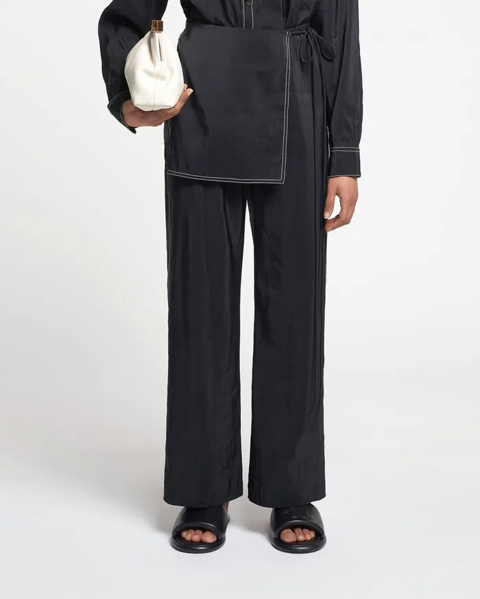 Evea Glass Poplin Pants Black Women Nanushka Bottoms