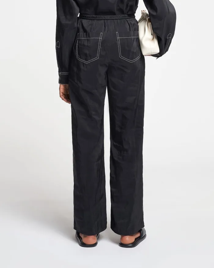 Evea Glass Poplin Pants Black Women Nanushka Bottoms