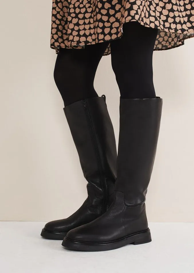 Flat Knee High Boot Black Women Phase Eight Boots