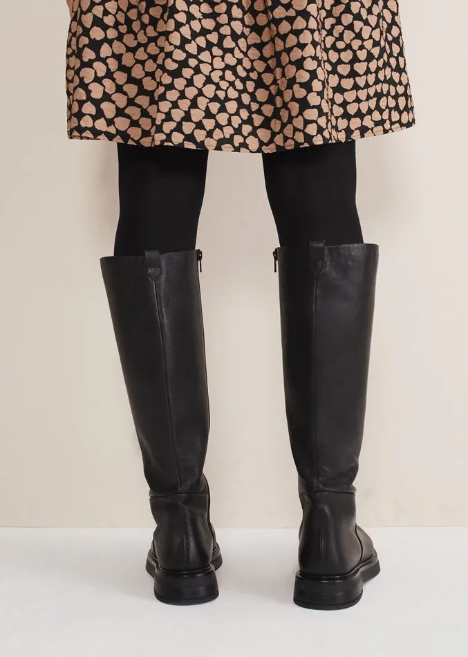 Flat Knee High Boot Black Women Phase Eight Boots
