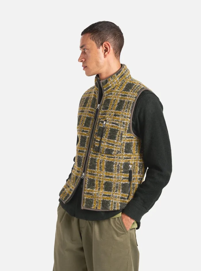 Fleece Men Universal Works Universal Works Climbing Gilet In Grey Jacquard Fleece