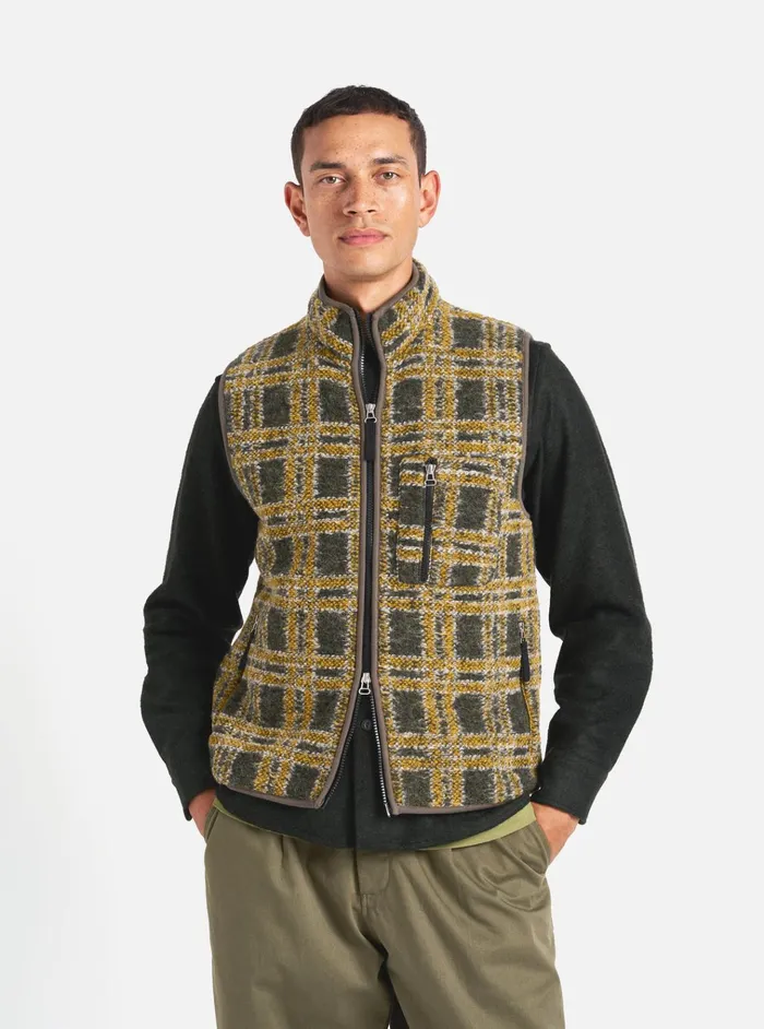 Fleece Men Universal Works Universal Works Climbing Gilet In Grey Jacquard Fleece