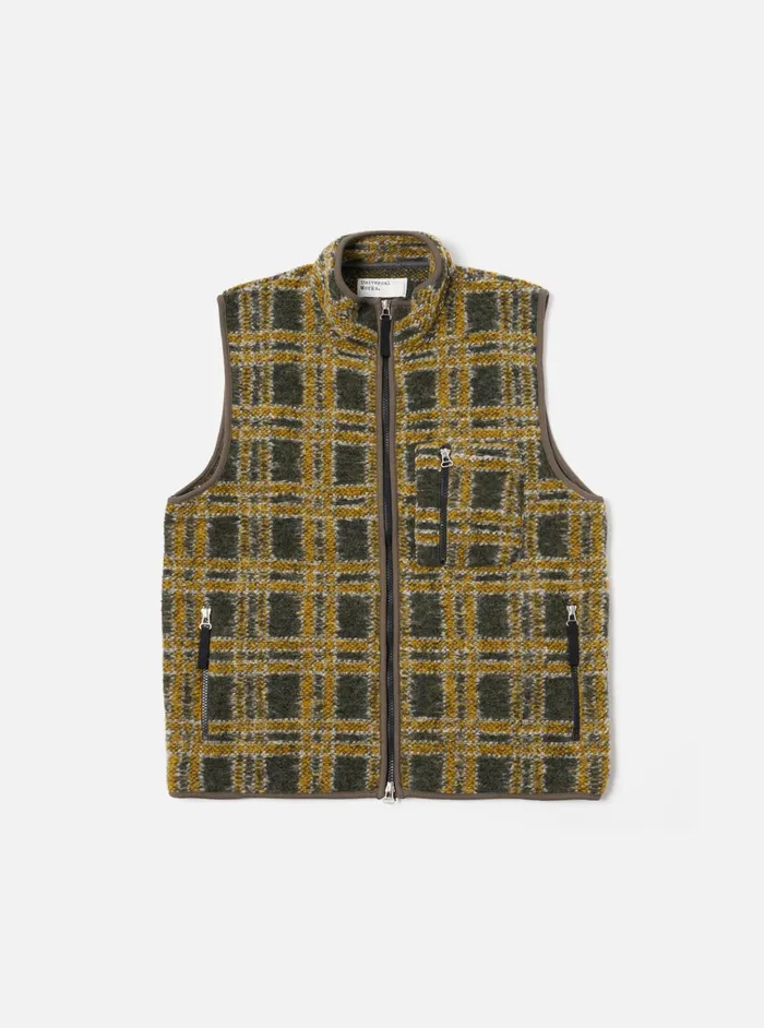 Fleece Men Universal Works Universal Works Climbing Gilet In Grey Jacquard Fleece