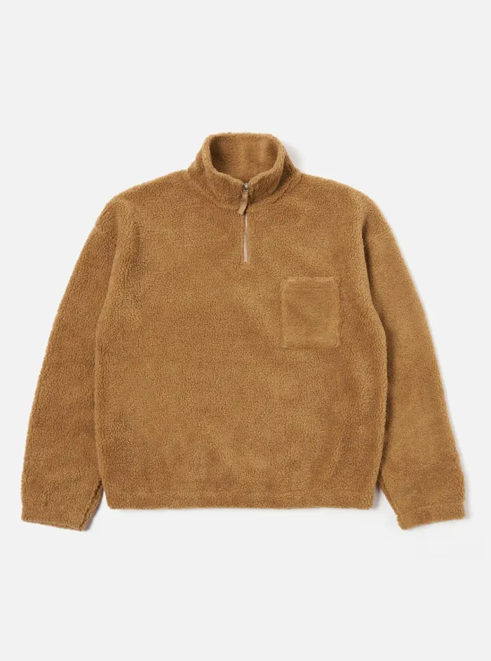 Fleece Men Universal Works Universal Works Ramsay Quarter Zip In Sand Mountain Fleece