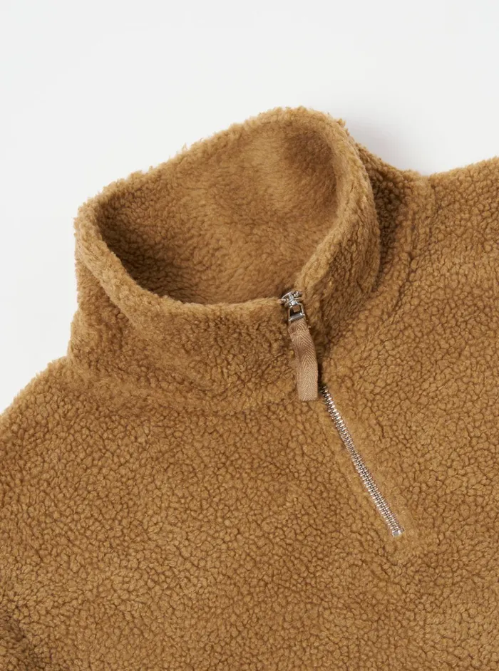 Fleece Men Universal Works Universal Works Ramsay Quarter Zip In Sand Mountain Fleece