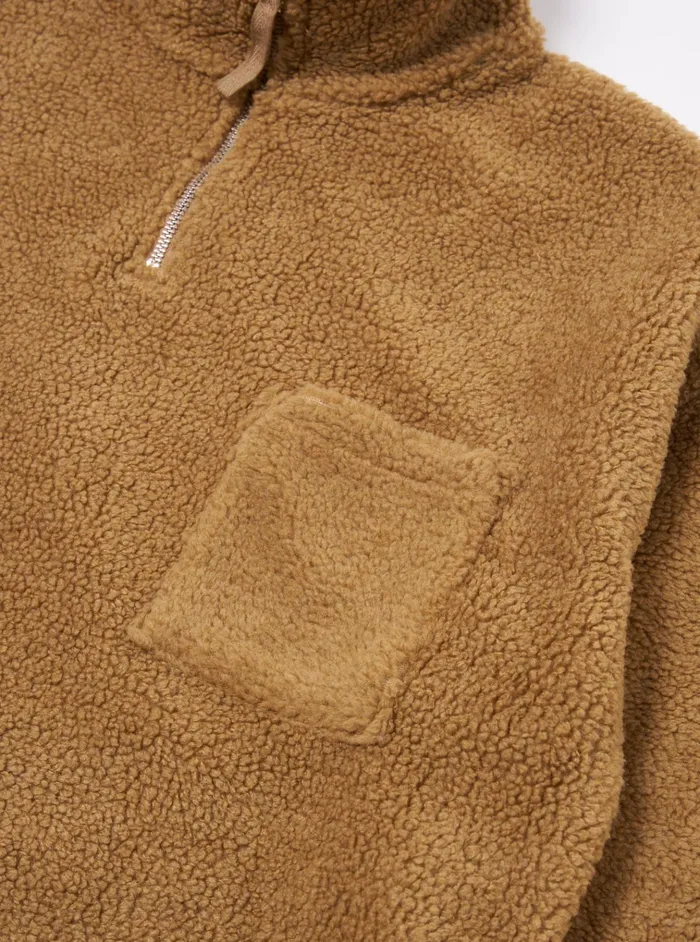 Fleece Men Universal Works Universal Works Ramsay Quarter Zip In Sand Mountain Fleece