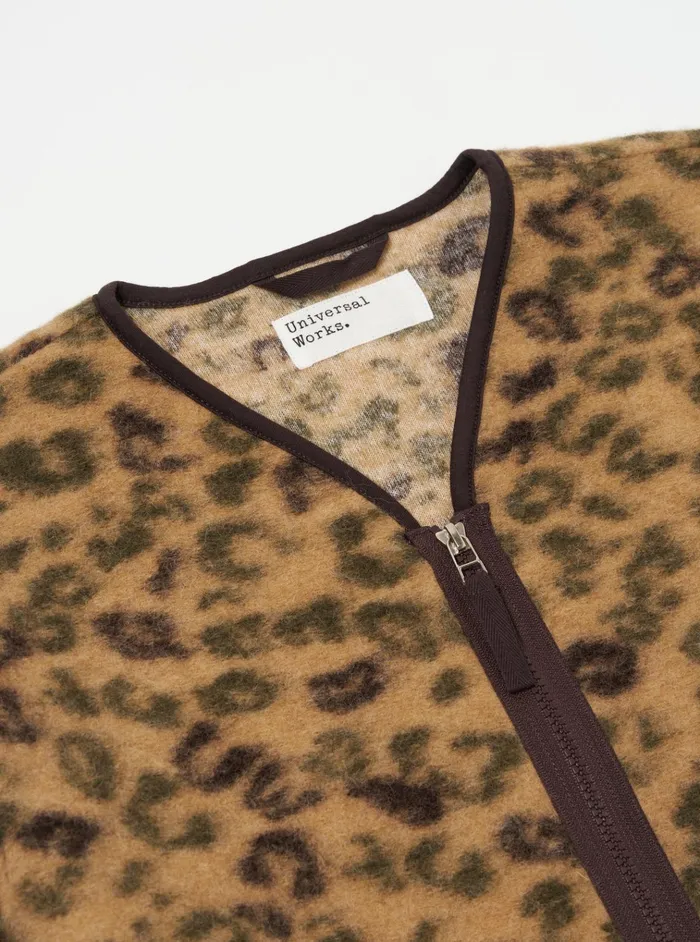 Fleece Men Universal Works Universal Works Zip Liner Jacket In Camo Leopard Fleece
