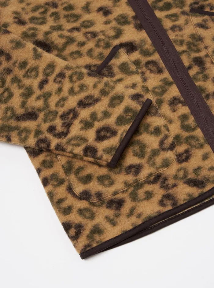 Fleece Men Universal Works Universal Works Zip Liner Jacket In Camo Leopard Fleece